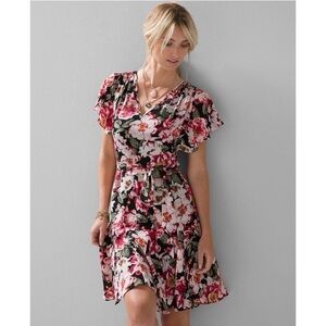 White House Black Market Floral Godat Pleat Dress XXS